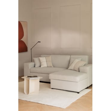 3-seater Right Chaise Longue Sofa Bed In Umay Fabric Fabric Cream Beige - Sklum