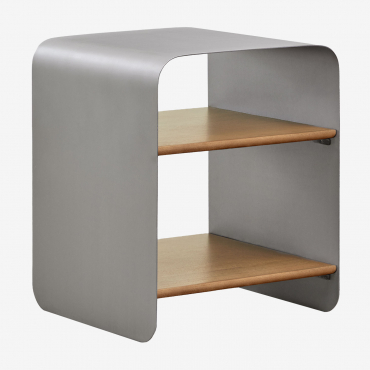 Pack Of 2 Square 40x40 Cm Nightstands In Mango Wood And Stainless Steel Guren Steel - Sklum