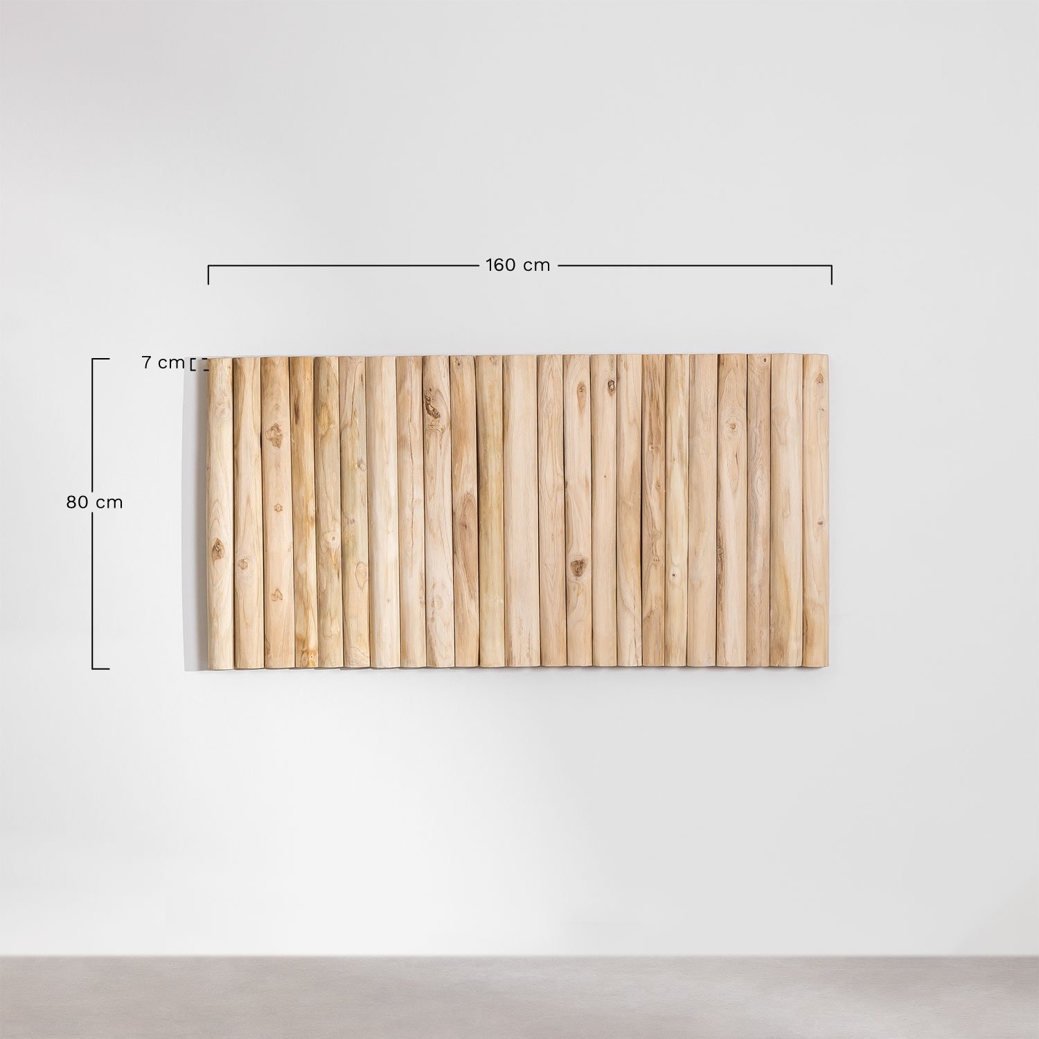 Teak Wood Headboard for 150 cm Bed Narel, medidas