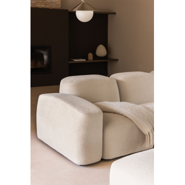 Left Corner Module For Bastian Modular Sofa Thick Chenille Fabric White - Sklum