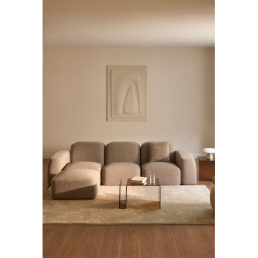 Bastian 3-piece Modular Sofa And Pouf Moka Brown Bouclé Fabric - Sklum