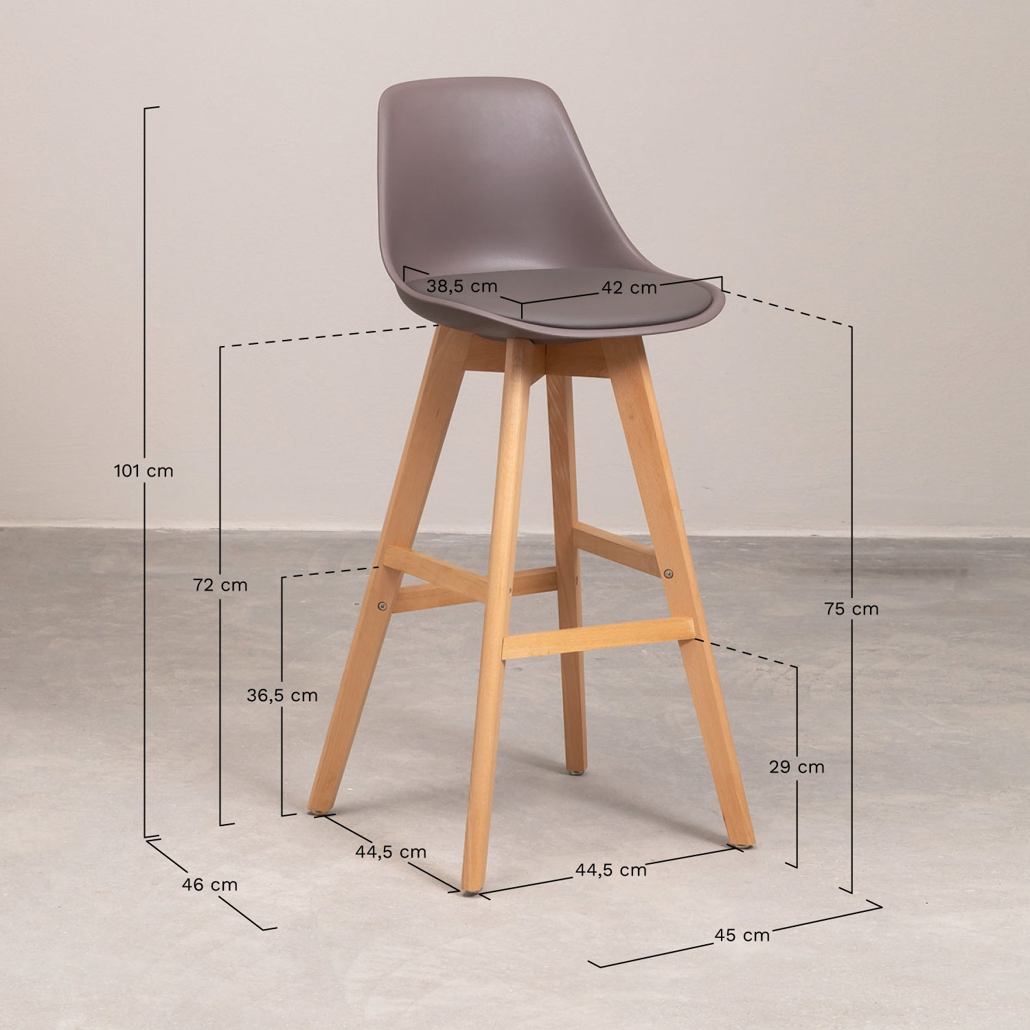 Pack of 2 Nordic Edition High Stools, medidas