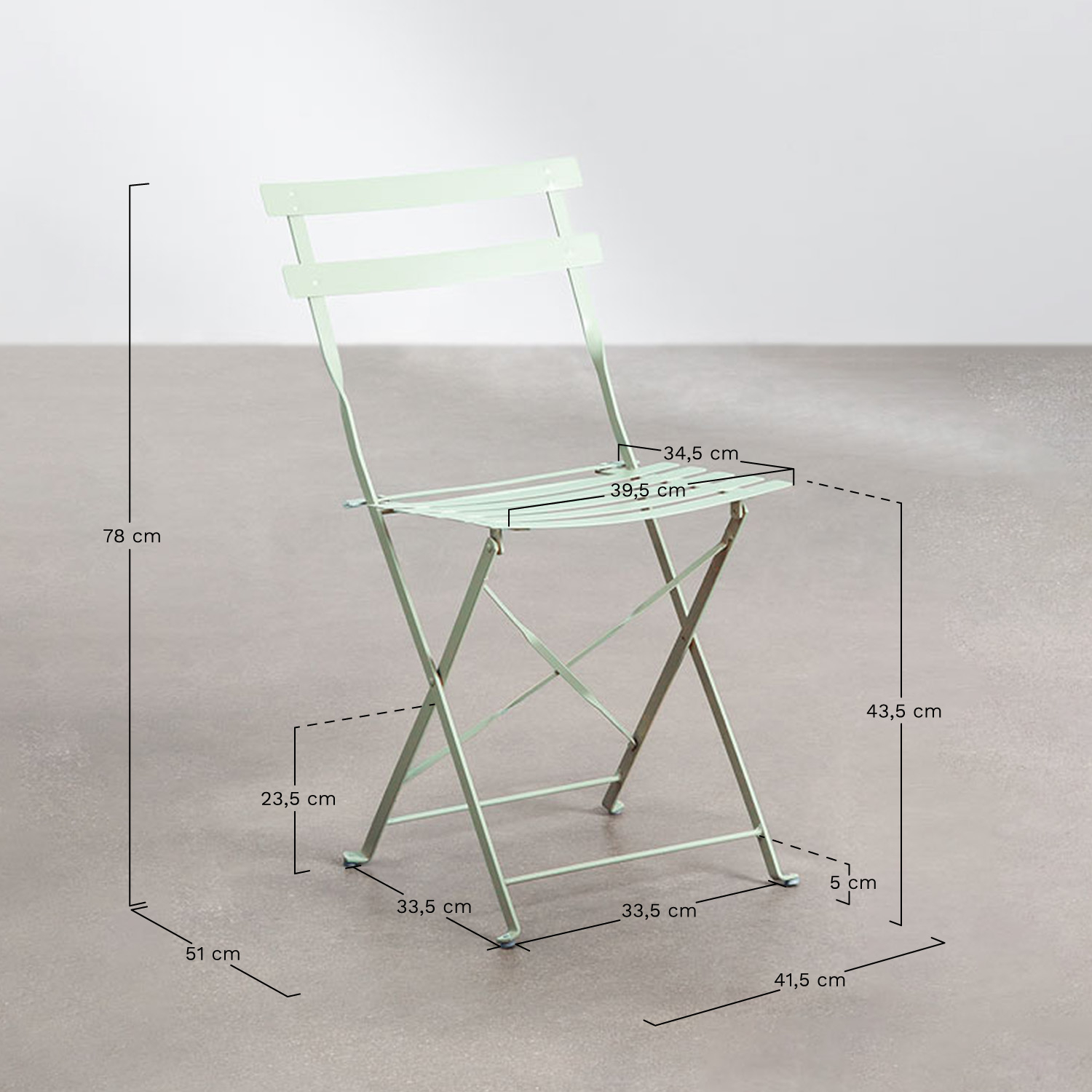 Sergey steel folding garden chair set of 2, medidas