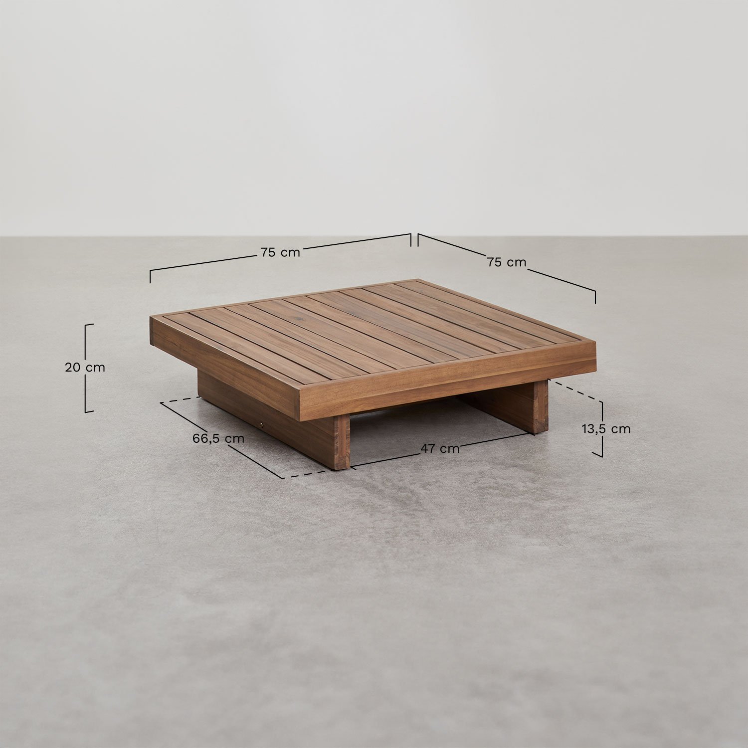 Dailin Acacia Wood 4-Piece Garden Set with Modular Corner Sofa and Coffee Table, medidas