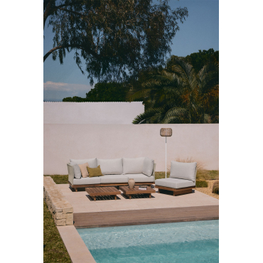 Dailin Acacia Wood 4-piece Garden Set With Modular Corner Sofa, Coffee Table, And Side Table Acacia Brown - Sklum