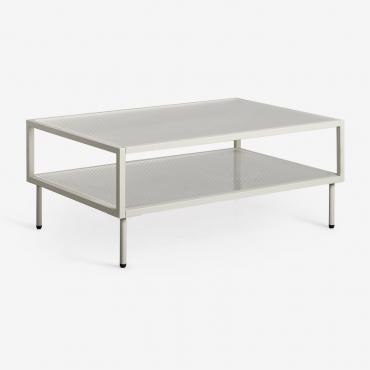 Paoline Rectangular Steel And Glass Coffee Table Green Khaki - Sklum