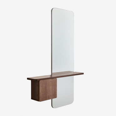 Entry Console 80x120 Cm In Mdf With Varna Mirror Brown Dark Brown Wood - Sklum