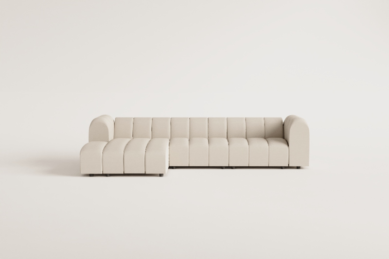 3-piece modular sofa with left chaise longue in Eliot bouclé fabric