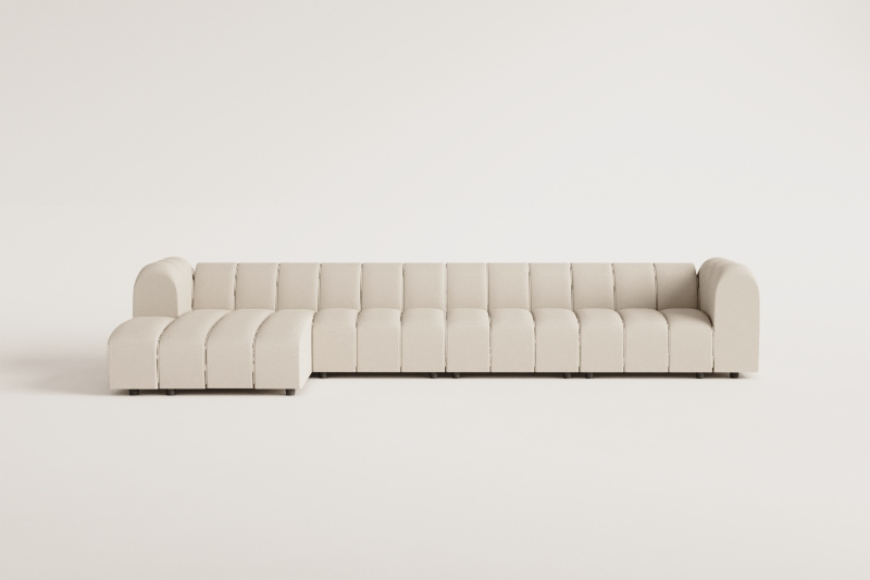 4-piece modular sofa with left chaise longue in Eliot bouclé fabric