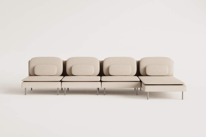 Oriol 4-piece right-sided chaise longue modular sofa