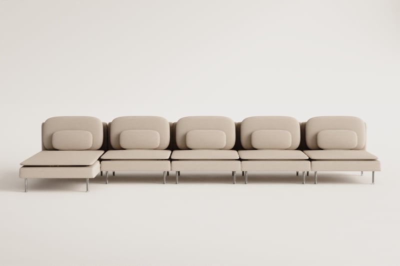 Oriol 5-piece left-hand chaise longue modular sofa