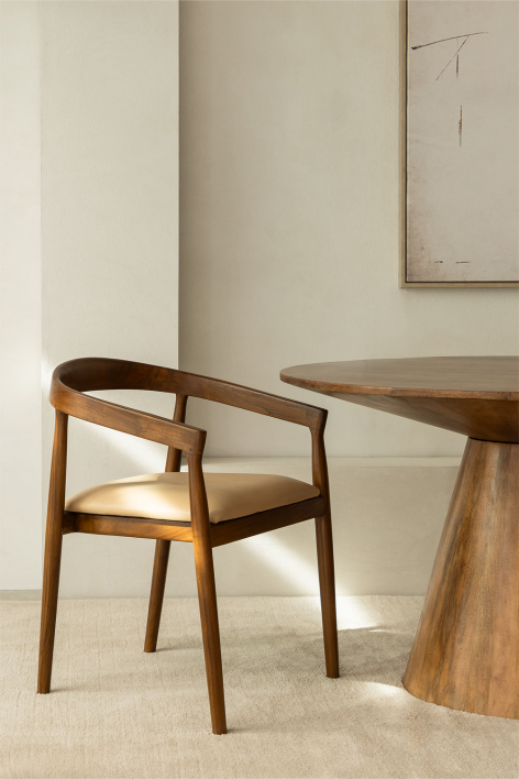 Visby dining chair in teak wood and leather