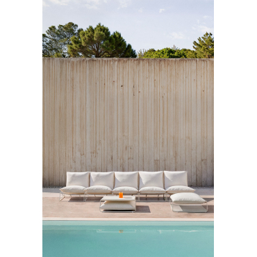 Amaro 5-piece Modular Sofa Set With Side Table And Convertible Ottoman Gardenia White - Sklum