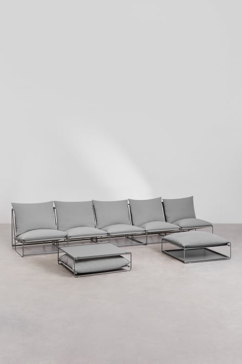 Amaro 5-piece modular sofa garden set with convertible side table and ottoman - Grey