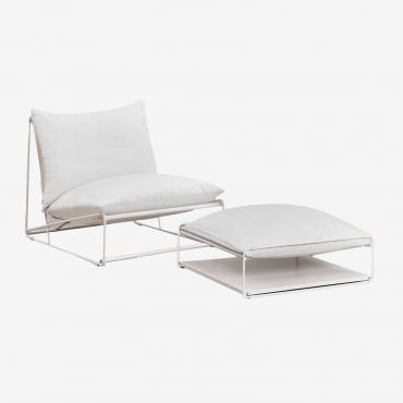 Amaro Garden Set With Armchair And Convertible Pouf Gardenia White - Sklum