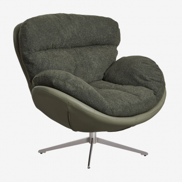 Amanda Boucle Fabric Swivel Chair Army Green Bouclé - Sklum