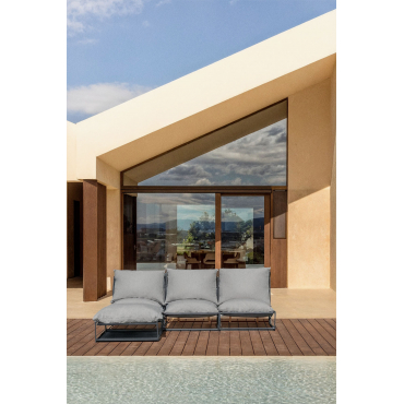 Amaro 3-piece Modular Garden Sofa With Convertible Pouf Grey - Sklum