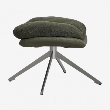 Amanda Boucle Fabric Swivel Footstool Army Green Bouclé - Sklum