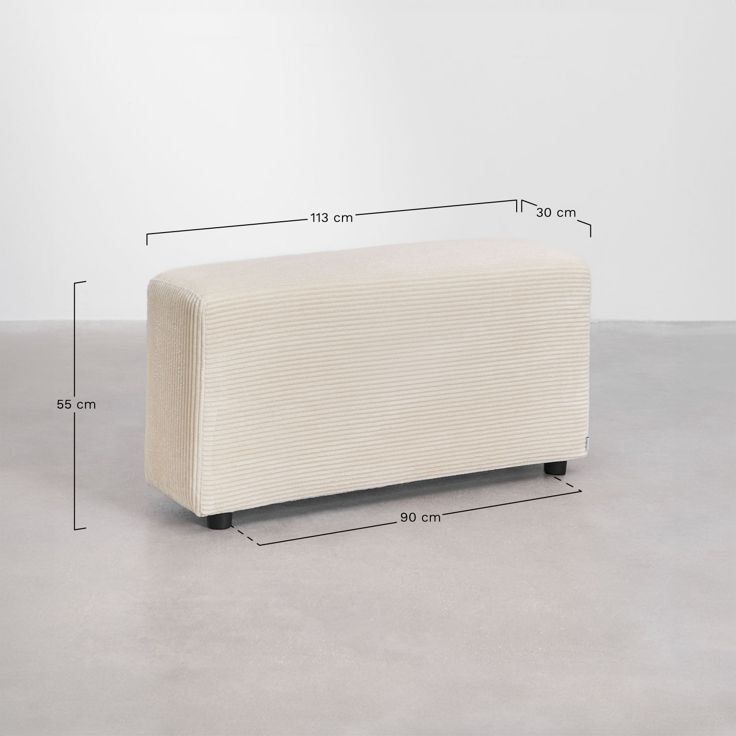 Right low armrest ↑55 cm for Bruna modular sofa, medidas