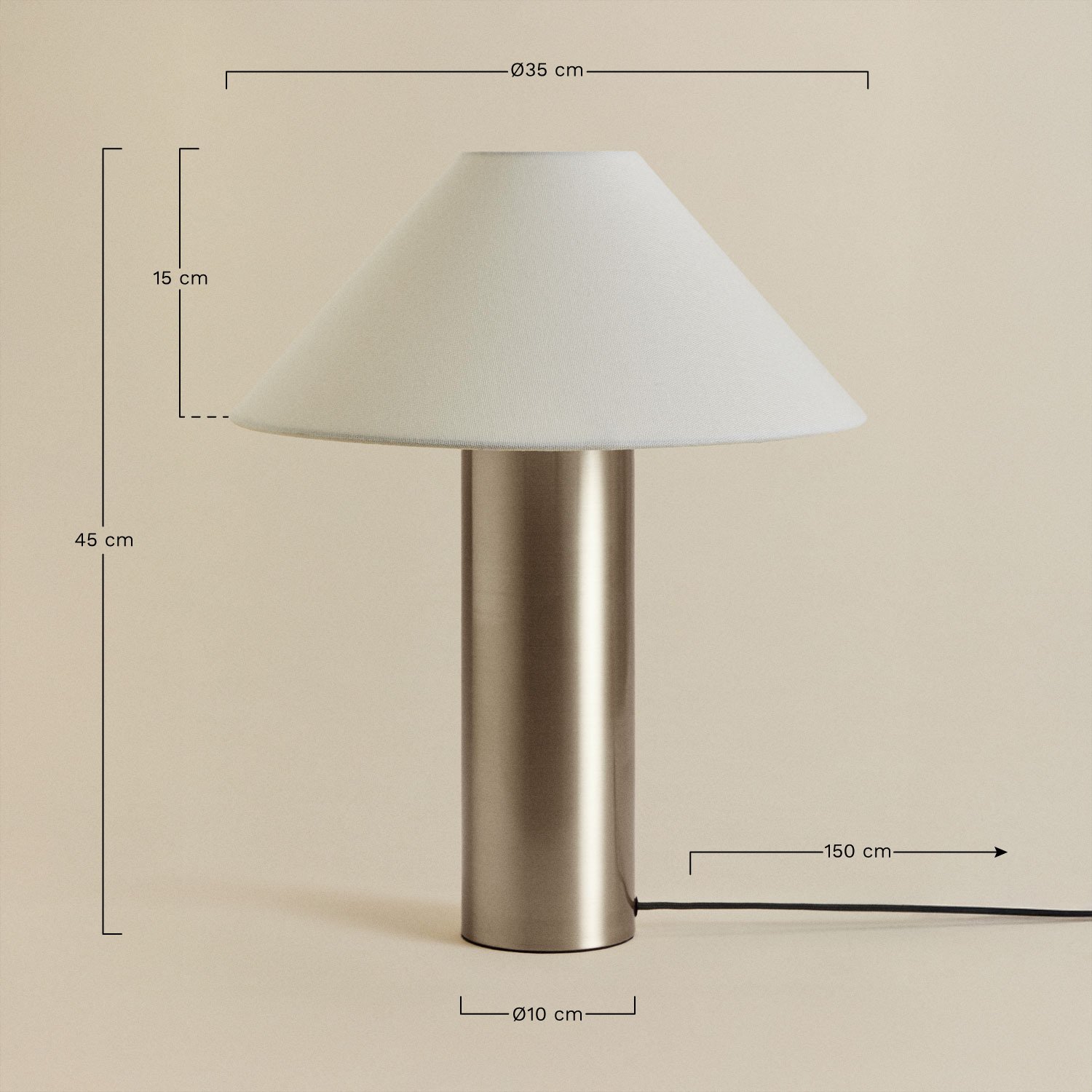 Barak linen and iron table lamp, medidas