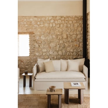 Grace 2-seater Sofa In Linen And Cotton Fabric Beige - Sklum