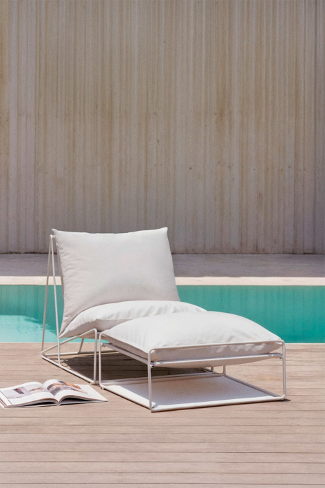 Amaro garden set with armchair and convertible pouf - Gardenia White