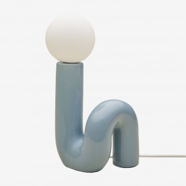 Ceramic Table Lamp With Vireto Glass Ball Blue Light Blue & B - Sklum