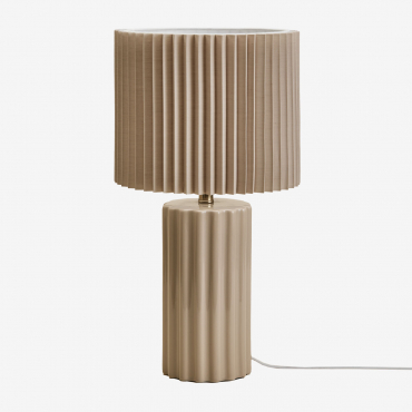Table Lamp In Ceramic And Marvila Fabric Beige Cream & ↑45 Cm - Sklum