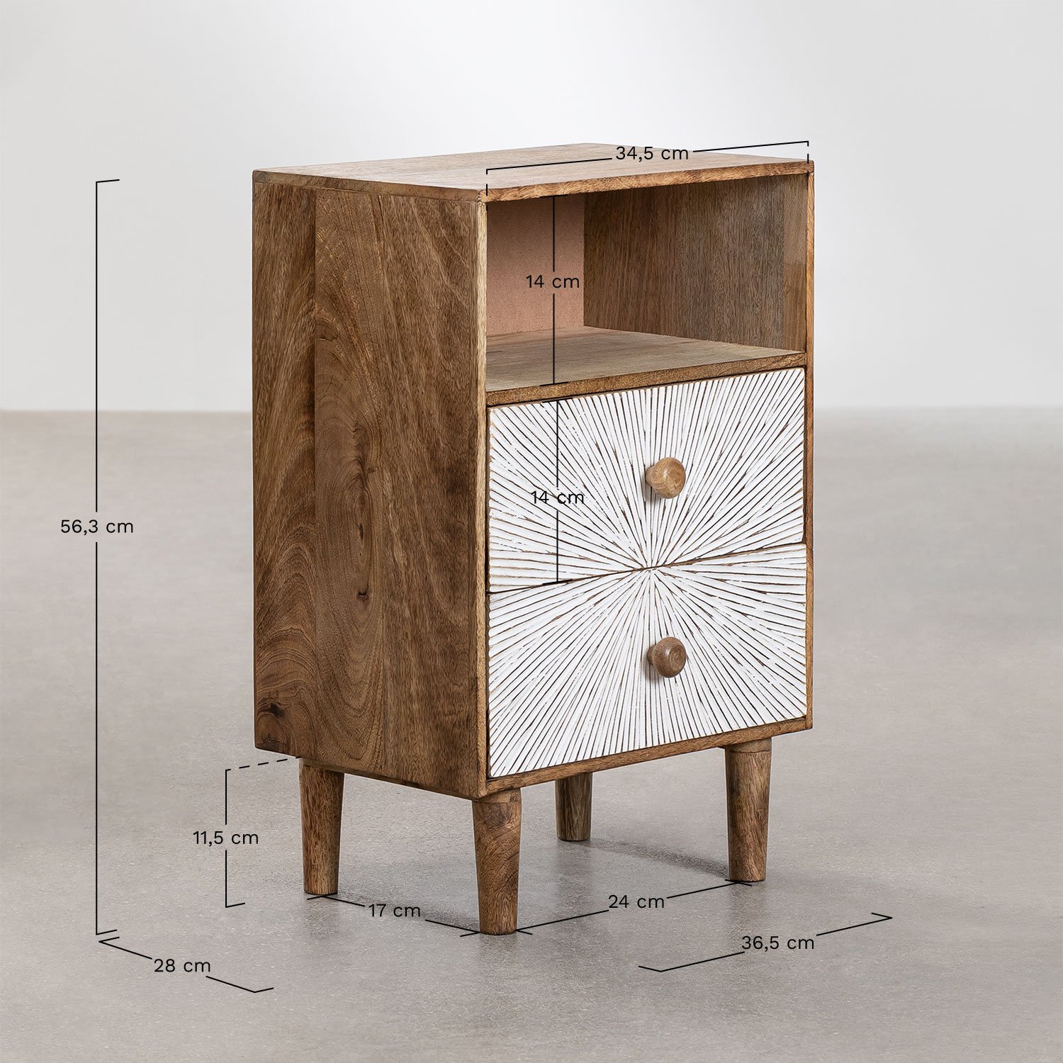 Pack of 2 nightstands in Kaobany mango wood, medidas