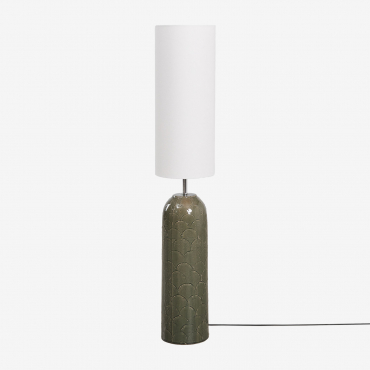 Floor Lamp In Ceramic And Linen Cinnamon Army Green - Sklum