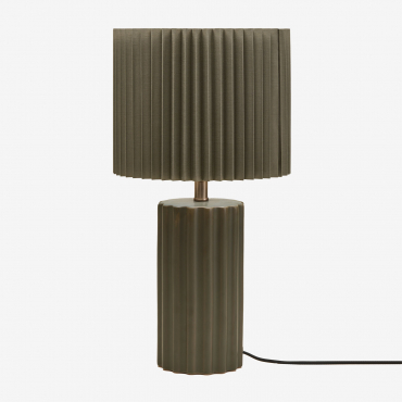 Table Lamp In Ceramic And Marvila Fabric Army Green & ↑45 Cm - Sklum