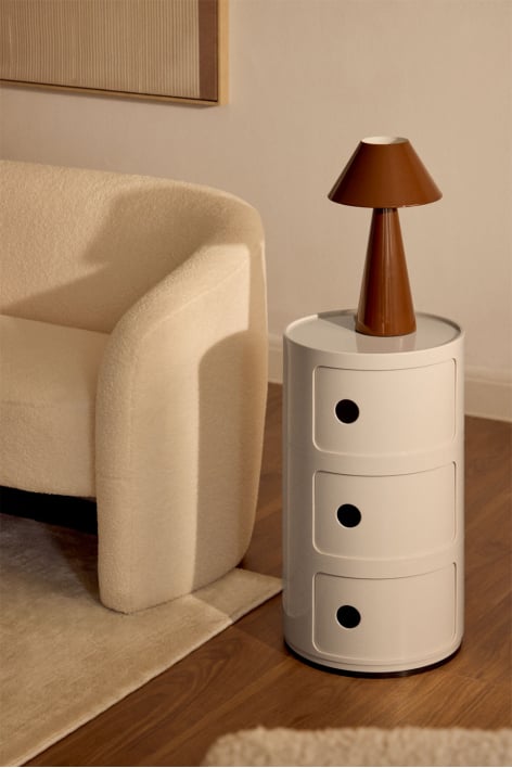 Babel round side table with shelves