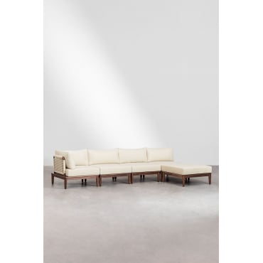 Giulia 4-piece Modular Corner Sofa And Ottoman In Acacia Beige Cream - Sklum