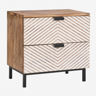 Rectangular Bedside Table 50x35 Cm In Alembe Mango Wood Mango Wood - Sklum