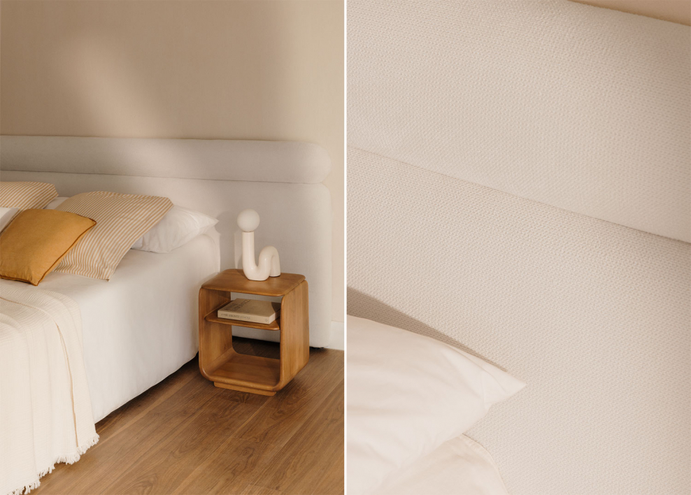 White Fabric Headboard for 160cm bed Cirene - Fabric White