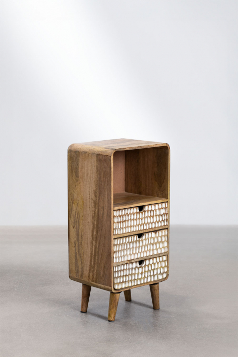 Pack of 2 rectangular 30x25 cm bedside tables in Yulara mango wood - Natural - White