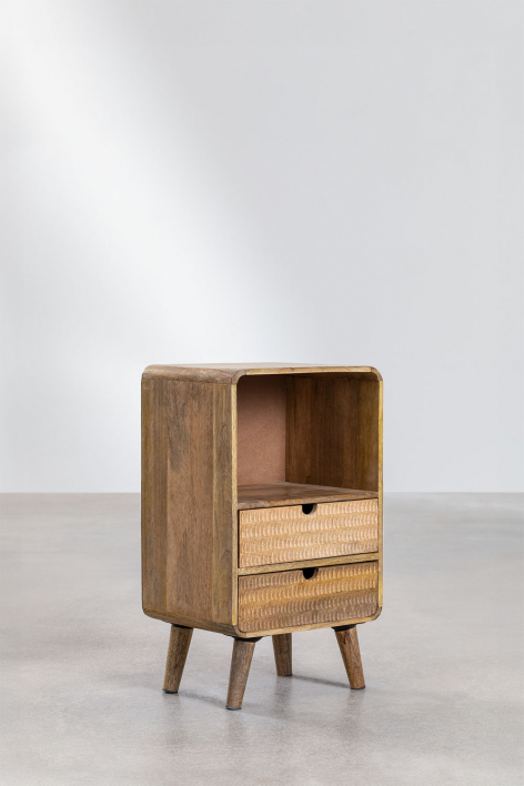 Pack of 2 rectangular 30x25 cm bedside tables in Yulara mango wood - NATURAL