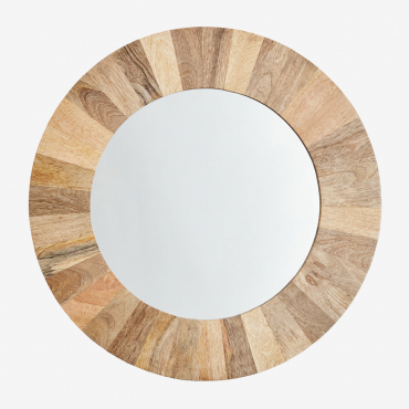 Round Wall Mirror Ø55 Cm In Lanzarote Mango Wood Mango Wood - Sklum