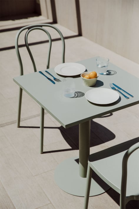 Square 70x70 cm garden table in Mizzi iron - Green Khaki
