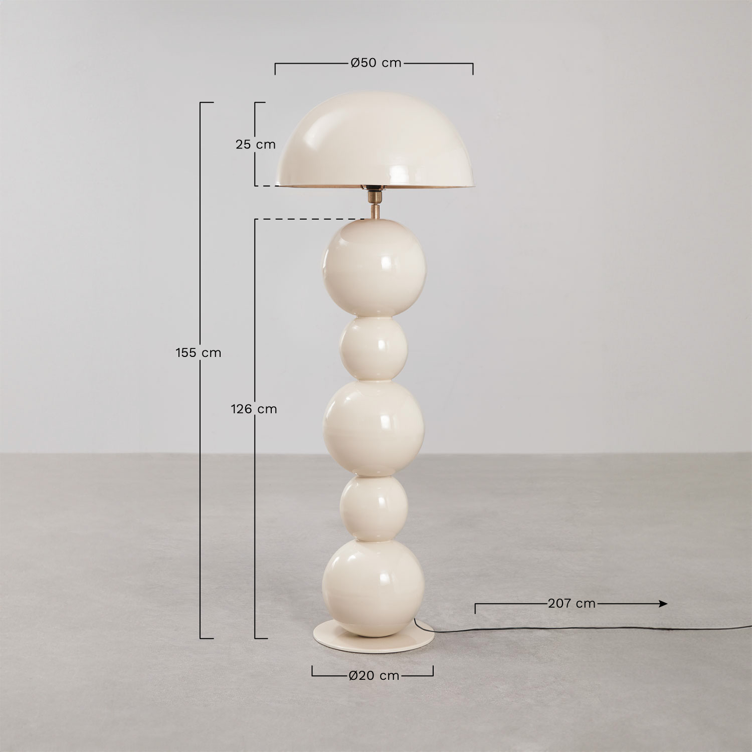 Boulia iron floor lamp, medidas