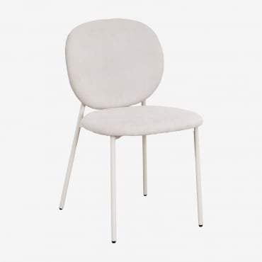 Gloriel Upholstered Stackable Dining Chair Corduroy Off-white - Sklum