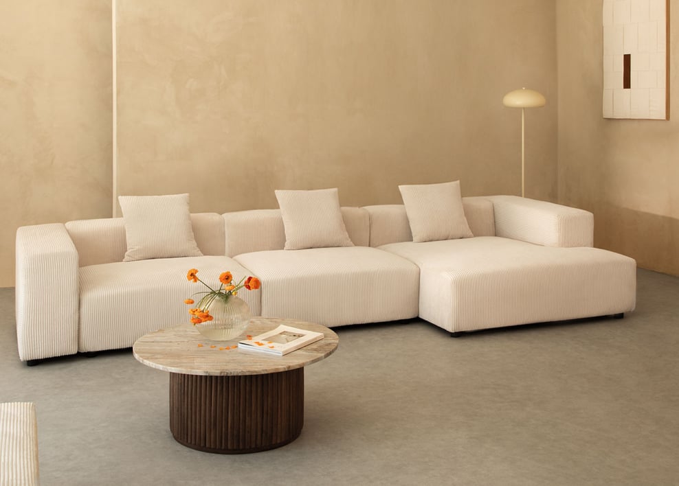 3-piece right chaise longue modular sofa ↔︎375 cm with high armrest Bruna