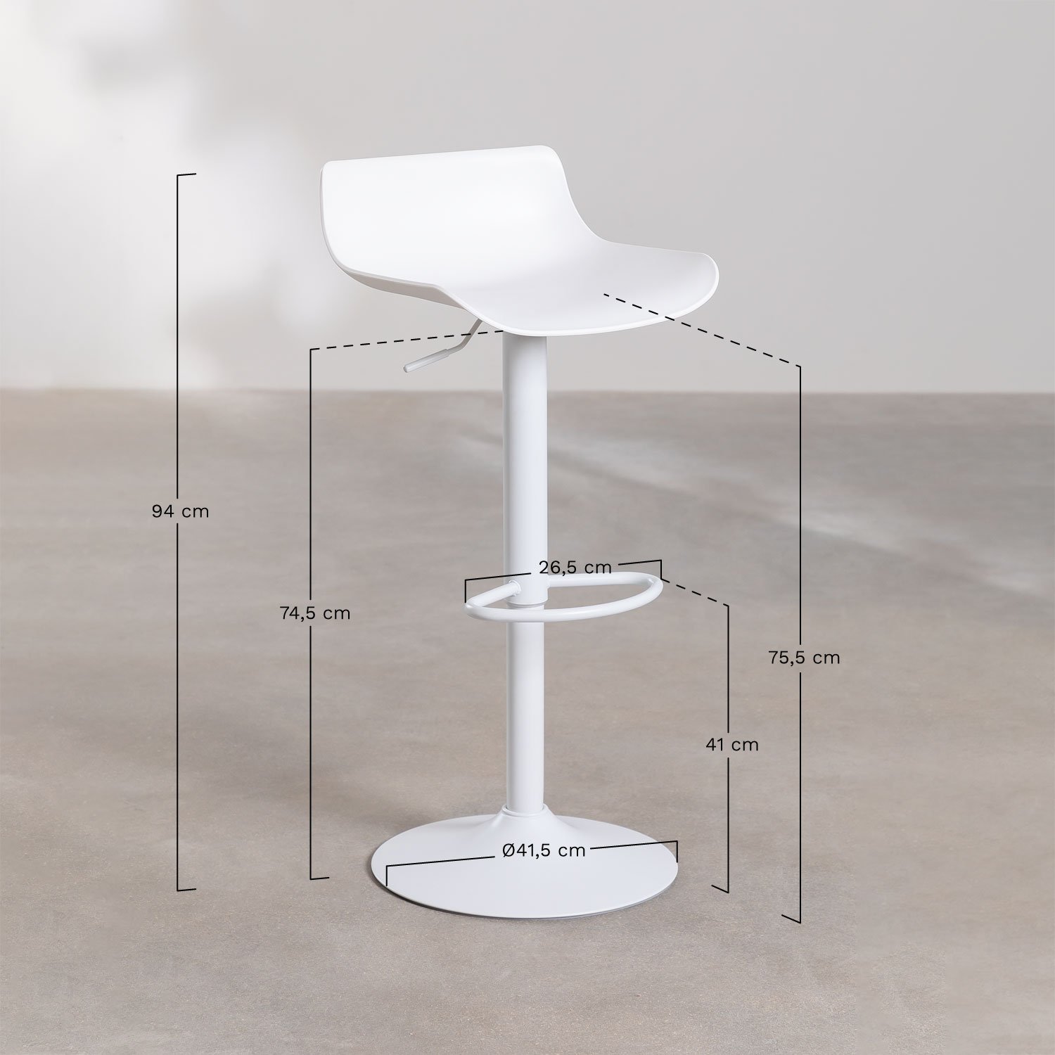 Pack of 2 Arjenn adjustable high stools, medidas