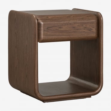 Rectangular Bedside Table 50x40 Cm In Greysi Mdf Dark Brown Wood - Sklum