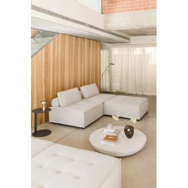 2-piece Modular Sofa And Ottoman In Vermont Fabric Cream Beige Chenille - Sklum