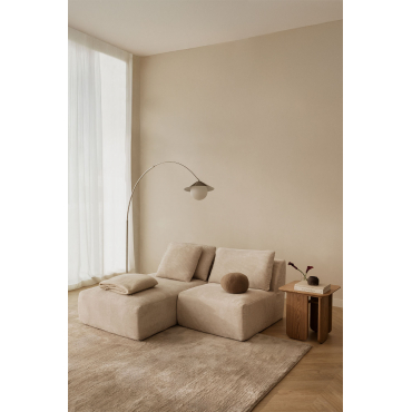 Left 2-piece Modular Chaise Longue Sofa In Vacuum-packed Velvet Temple Corduroy Beige Nature - Sklum