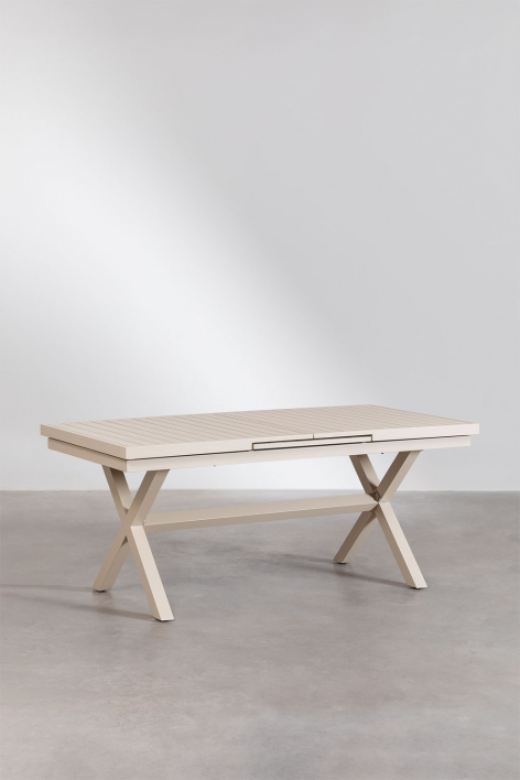 Rectangular extendable dining table in aluminum Karena - Tapioca Beige