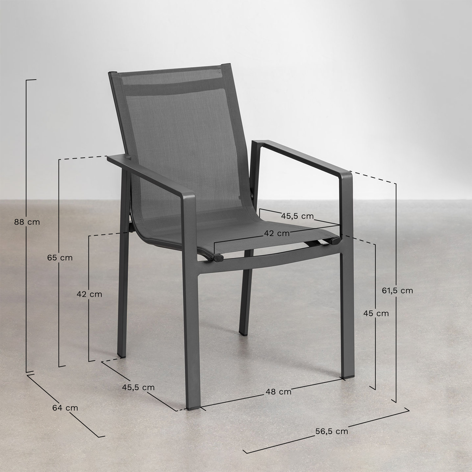 Starmi rectangular extendable table set, 180-240x100 cm, made of aluminum and 6 Eika garden chairs., medidas