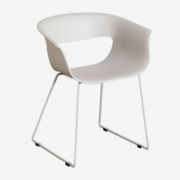 Set Of 4 Garden Chairs In Polypropylene And Steel Alanys Greyish White - Sklum