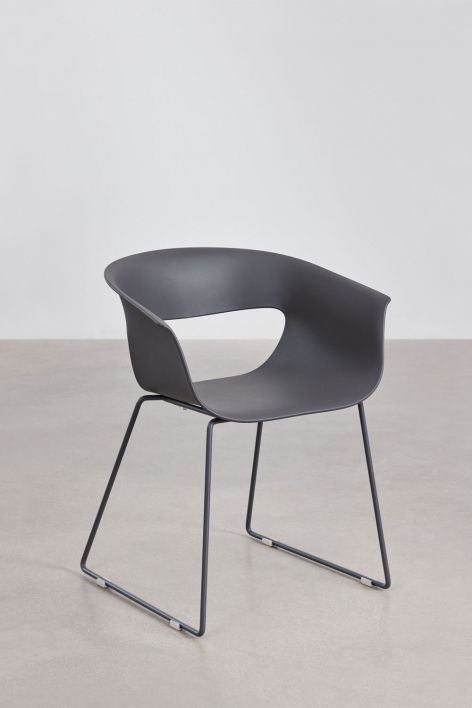 Set of 4 garden chairs in polypropylene and steel Alanys - Grey Graphite